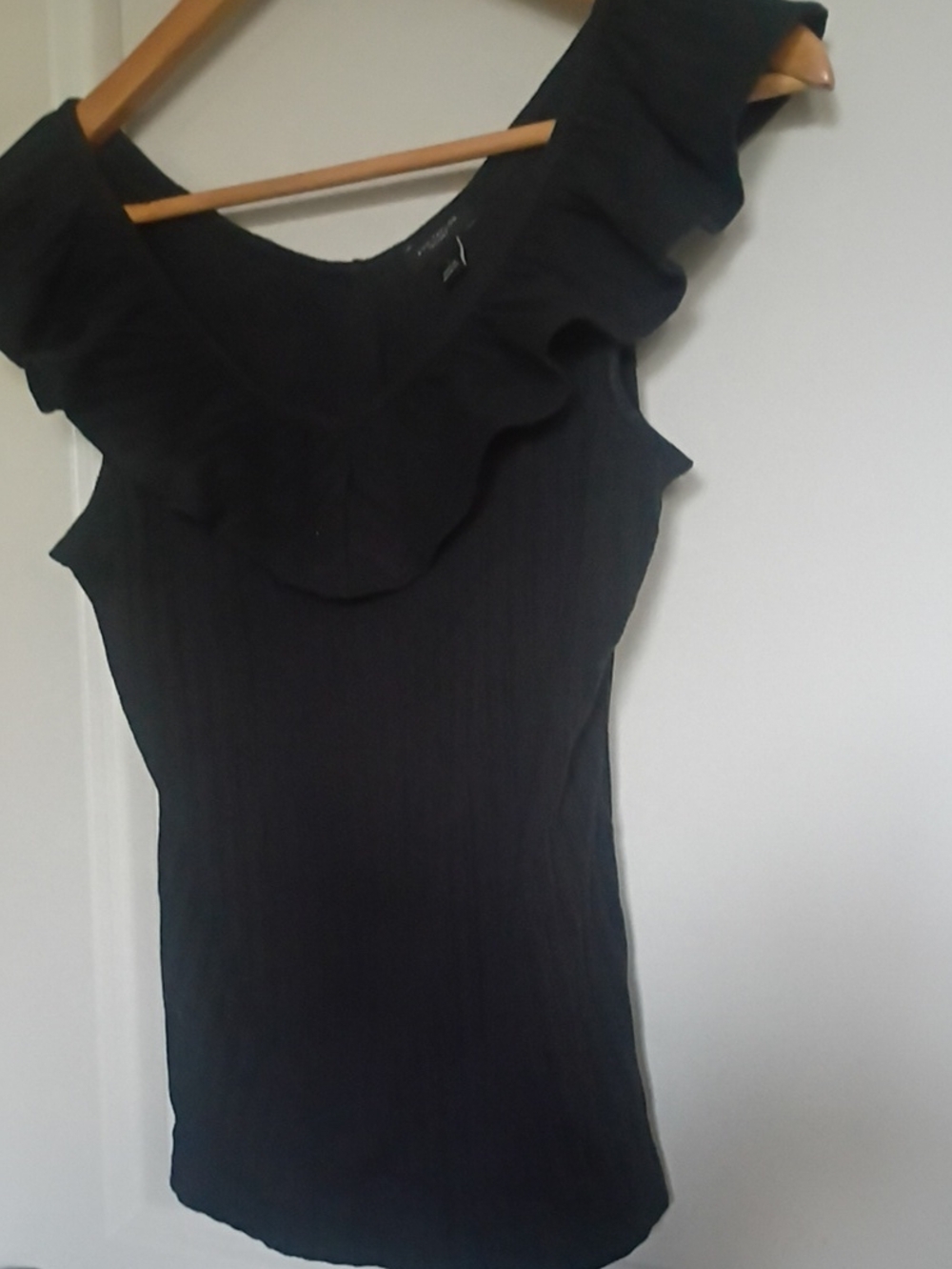 Ann Taylor Black One-Shoulder Ruffle Dress